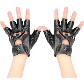 قفازات Yolev الجلدية السوداء نصف اصبع من البولي يوريثان، قفازات راكبي الدراجات النارية، قفازات الأداء، قفازات الرقص للنساء والفتيات لقيادة الدراجات الهوائية، إكسسوارات أزياء الهالوين in Kuwait