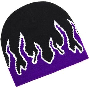 قبعة تزلج بيربل فلايم بيني فاير متماسكة قبعة تزلج فضفاضة روك بانك جمجمة، ارجواني، M-L in Kuwait