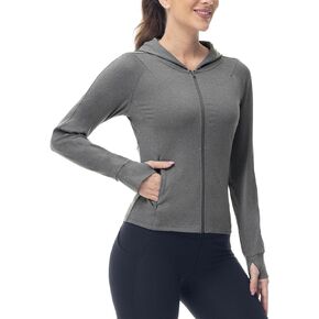TBMPOY Women's Full Zip Hoodie Lightweight Athletic Jackets Slim Fit Workout Track Running Jacket with Thumb Holes