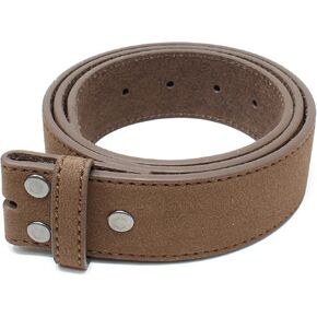 BC Belts Leather Belt Strap with Suede Texture and Stitched Edge 1.5" Wide with Snaps