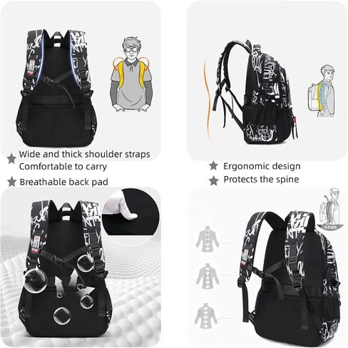 MITOWERMI Boys Backpack for Kids Backpack for School Elementary Primary Student Bookbags Middle School Backpacks Teen Casual Travel Back Packs Black in Saudi Arabia