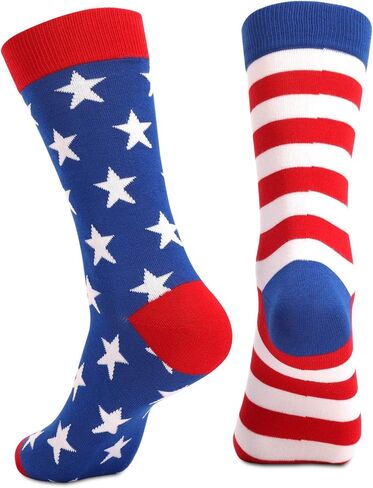 العلم الأمريكي الجوارب الرجال فستان مضحك الجوارب الجدة الوطنية الولايات المتحدة الأمريكية شريط نجوم طاقم الجوارب رفقاء العريس طاقم الجوارب in Kuwait