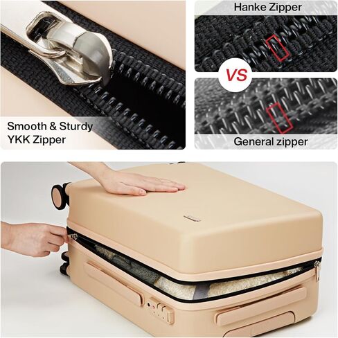 Hanke Carry On Luggage شركة الطيران المعتمدة، 20 بوصة تحمل على الأمتعة حقائب ذات هيكل صلب مع عجلات خفيفة الوزن TSA Travel Luggage (الخيزران الأخضر) in Kuwait