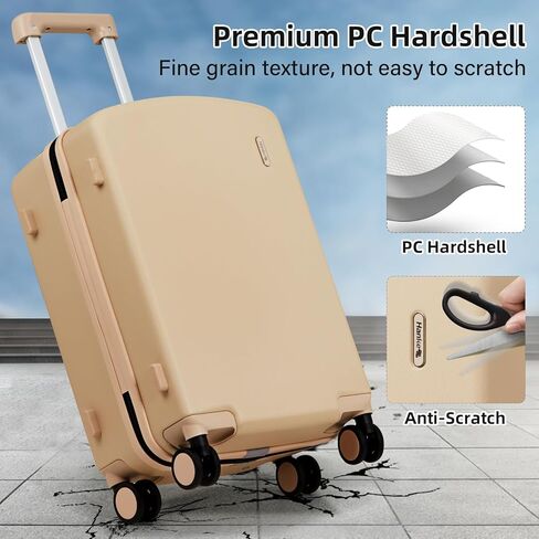 Hanke Carry On Luggage شركة الطيران المعتمدة، 20 بوصة تحمل على الأمتعة حقائب ذات هيكل صلب مع عجلات خفيفة الوزن TSA Travel Luggage (الخيزران الأخضر) in Kuwait