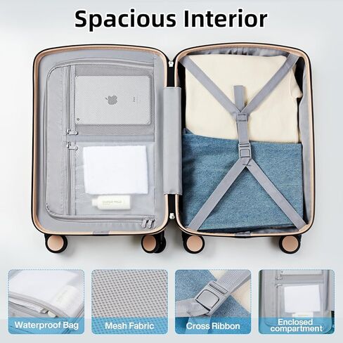 Hanke Carry On Luggage شركة الطيران المعتمدة، 20 بوصة تحمل على الأمتعة حقائب ذات هيكل صلب مع عجلات خفيفة الوزن TSA Travel Luggage (الخيزران الأخضر) in Kuwait