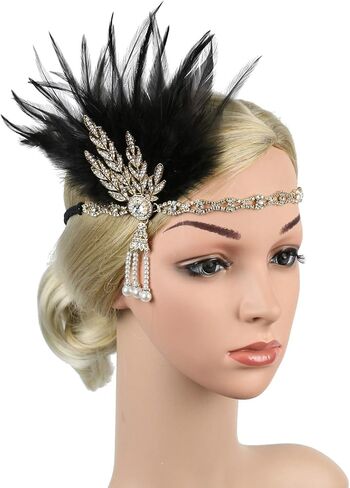 Vintage Flapper Headband Daisy Buchanan Costume Great Gatsby Leaf Tiara Headpiece 1920's Fancy Hair Accessory in Saudi Arabia