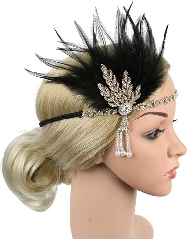 Vintage Flapper Headband Daisy Buchanan Costume Great Gatsby Leaf Tiara Headpiece 1920's Fancy Hair Accessory in Saudi Arabia