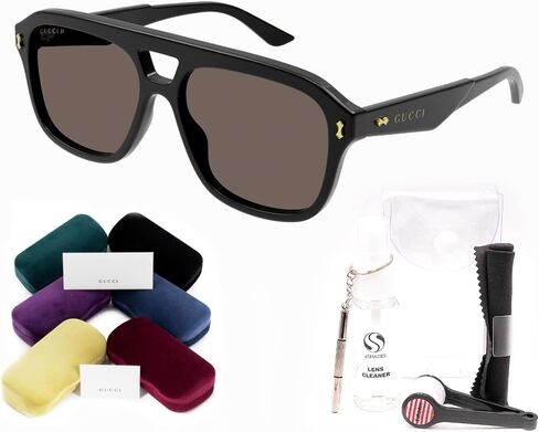 Gucci GG1263S Pilot Shape Men Sunglasses + Bundle with eSHADES Luxury Eyewear Kit in Saudi Arabia