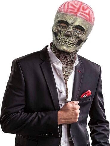 قناع Dafatpig The Scary Human Skull كامل الرأس للهالوين بفك متحرك مع صدر in Kuwait