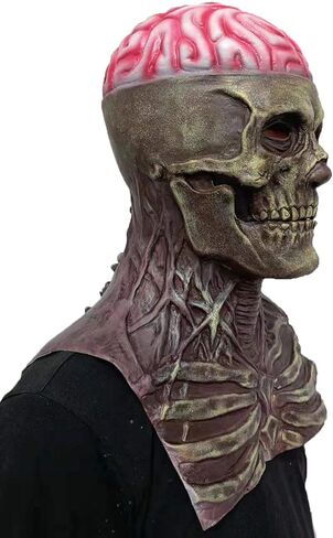 قناع Dafatpig The Scary Human Skull كامل الرأس للهالوين بفك متحرك مع صدر in Kuwait