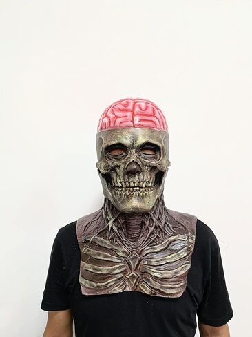 قناع Dafatpig The Scary Human Skull كامل الرأس للهالوين بفك متحرك مع صدر in Kuwait