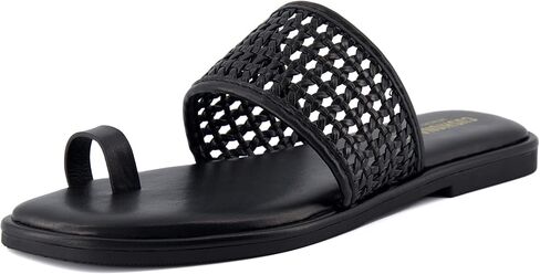 CUSHIONAIRE Women's Kiss toe ring basket weave sandal +Memory Foam, Wide Widths Available in Kuwait
