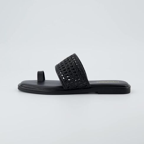 CUSHIONAIRE Women's Kiss toe ring basket weave sandal +Memory Foam, Wide Widths Available in Kuwait