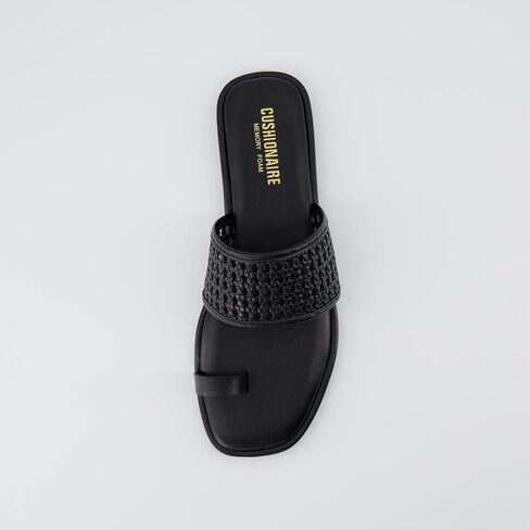 CUSHIONAIRE Women's Kiss toe ring basket weave sandal +Memory Foam, Wide Widths Available in Kuwait