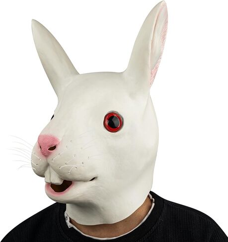 قناع أرنب من AQKILO® على شكل حيوان من اللاتكس، أقنعة واقعية لكامل الرأس لحفلات الهالوين الكرنفالية in Kuwait