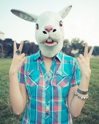 قناع أرنب من AQKILO® على شكل حيوان من اللاتكس، أقنعة واقعية لكامل الرأس لحفلات الهالوين الكرنفالية in Kuwait