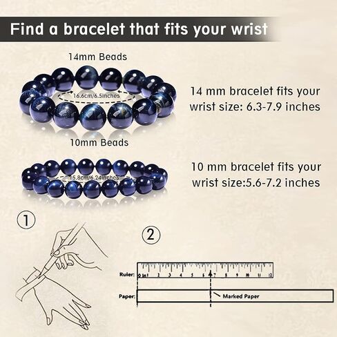 ERICNVOC 10 mm Beads Natural Gemstone Bracelet | Red Tiger Eyes Bracelet | Healing Crystal Elastic Yoga Handmade Jewelry for Women & Girls Gifts in Saudi Arabia