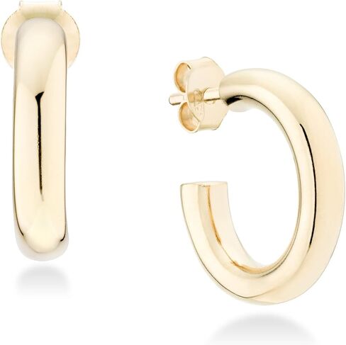Miabella 925 الفضة الاسترليني أو 18Kt الذهب على الفضة 3mm عالية مصقول خفيفة الوزن مكتنزة هوب للنساء الفتيات في سن المراهقة صنع في إيطاليا in Saudi Arabia