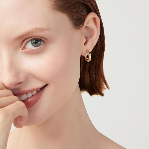 Miabella 925 الفضة الاسترليني أو 18Kt الذهب على الفضة 3mm عالية مصقول خفيفة الوزن مكتنزة هوب للنساء الفتيات في سن المراهقة صنع في إيطاليا in Saudi Arabia