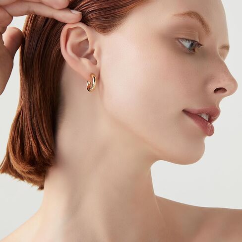 Miabella 925 الفضة الاسترليني أو 18Kt الذهب على الفضة 3mm عالية مصقول خفيفة الوزن مكتنزة هوب للنساء الفتيات في سن المراهقة صنع في إيطاليا in Saudi Arabia