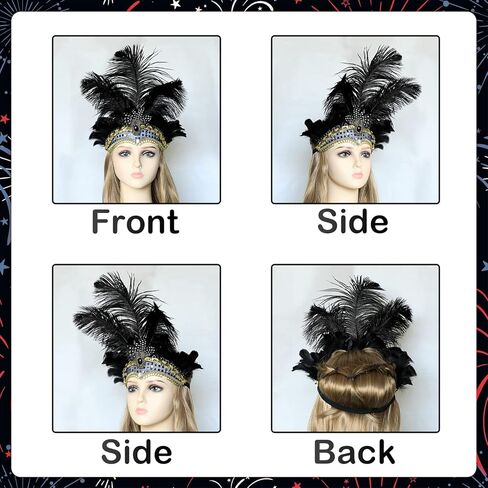 غطاء رأس من ريش كرنفال ستيجوسورس، عصابة رأس فتاة الاستعراض، غطاء رأس ماردي جراس لعيد الهالوين فينيسيا هاواي in Kuwait