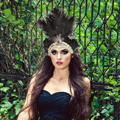 غطاء رأس من ريش كرنفال ستيجوسورس، عصابة رأس فتاة الاستعراض، غطاء رأس ماردي جراس لعيد الهالوين فينيسيا هاواي in Kuwait