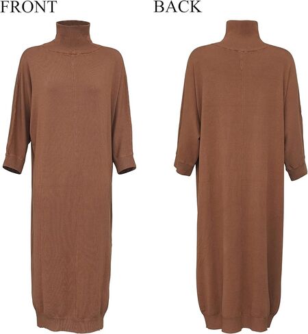 Women's Crew Neck Long Sleeve Over Knee Length Pullover Loose Oversized Bodycon Sweater Dress in Saudi Arabia