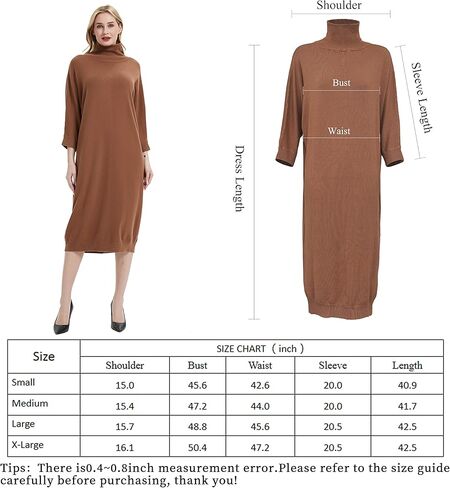 Women's Crew Neck Long Sleeve Over Knee Length Pullover Loose Oversized Bodycon Sweater Dress in Saudi Arabia