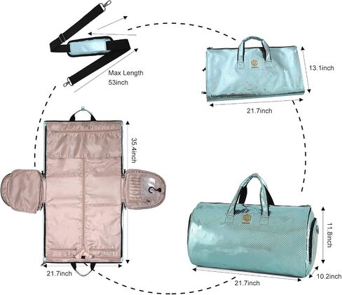 Modoker Leather Garment Bag for Travel – 2-in-1 Carry-On Suit Bag & Weekender for Women – Wedding Dress Luggage with Shoe Compartment & Shoulder Strap – Ideal for Business Trips,Pink in Kuwait