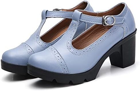 kkdom Women's T-Strap Mary Jane Pumps Oxfords Mid Block Heel Platform Court Dress Shoes in Kuwait