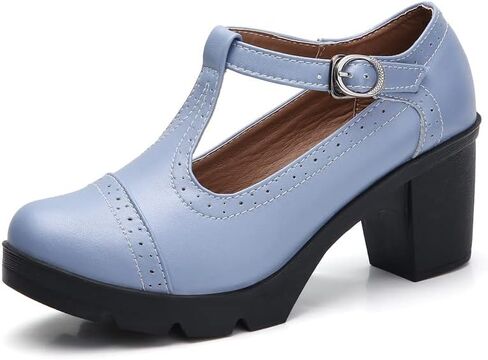 kkdom Women's T-Strap Mary Jane Pumps Oxfords Mid Block Heel Platform Court Dress Shoes in Kuwait
