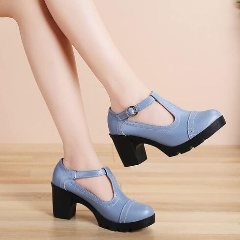 kkdom Women's T-Strap Mary Jane Pumps Oxfords Mid Block Heel Platform Court Dress Shoes in Kuwait