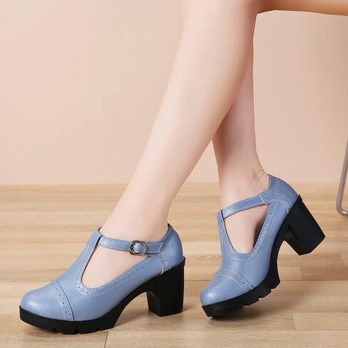 kkdom Women's T-Strap Mary Jane Pumps Oxfords Mid Block Heel Platform Court Dress Shoes in Kuwait