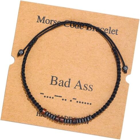 Women Men Morse Code Stretch String Bracelets Silk Beaded Morse Code Wrap Strand Bracelet Adjustable Funny Inspirational Jewelry Gifts for Mom Daughter Sister Best Friend in Kuwait