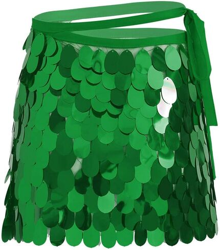REETAN Sequins Belly Skirt Fashion Short Adjustable Skirt Rave Party Performance Skirt Costume for Women and Girls in Kuwait