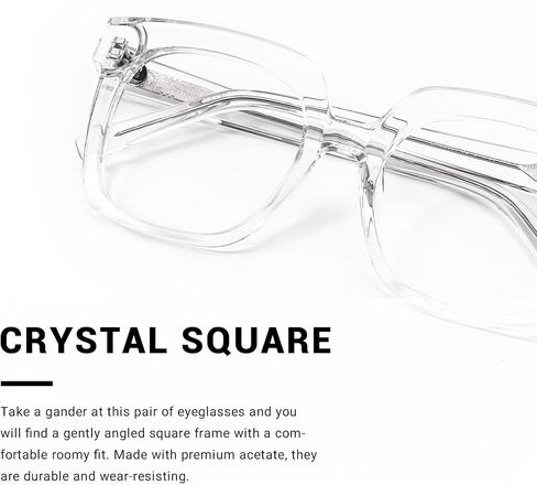 Zeelool Stylish Acetate Oversized Thick Square Eyeglasses for Men Women Clear Lens Dexter ZOA02007 in Kuwait