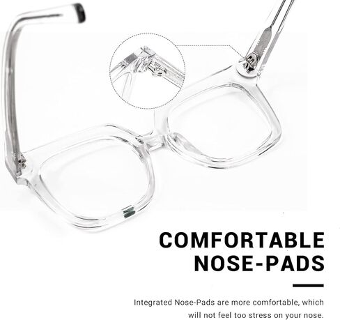 Zeelool Stylish Acetate Oversized Thick Square Eyeglasses for Men Women Clear Lens Dexter ZOA02007 in Kuwait