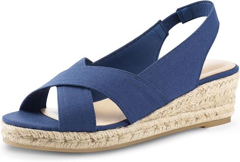 mysoft Women's Espadrille Wedge Sandals Platform Slingback Criss Cross Low Wedges Slip On Open Toe Dress Summer Shoes in Kuwait