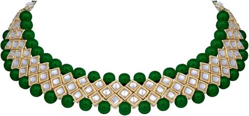 طقم أقراط أنلي أنيقة هندية من كوندان فو كوندان مرصع بقلائد من مجموعة بوليوود لحفلات الزفاف ارتداء مجوهرات موضة عرقية للنساء in Kuwait