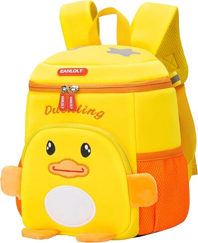 حقيبة ظهر للأطفال الصغار من EANLOLY، حقيبة ظهر ثلاثية الأبعاد لطيفة على شكل حيوانات كرتونية للأطفال في مرحلة ما قبل المدرسة، مع حزام صدر وحامل زجاجة، حقيبة كتب مقاومة للماء من النيوبرين، حقيبة ظهر مدرسية للأولاد والبنات، بطة صفراء in Kuwait
