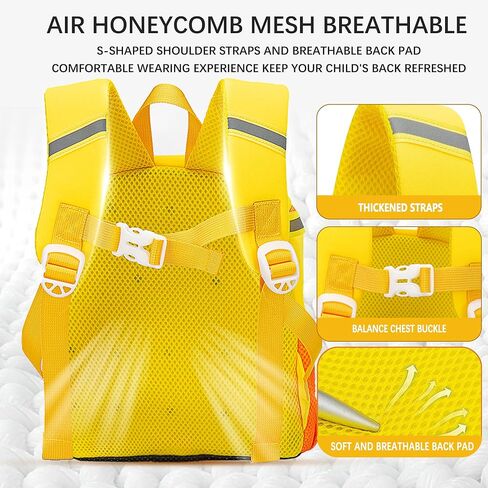 حقيبة ظهر للأطفال الصغار من EANLOLY، حقيبة ظهر ثلاثية الأبعاد لطيفة على شكل حيوانات كرتونية للأطفال في مرحلة ما قبل المدرسة، مع حزام صدر وحامل زجاجة، حقيبة كتب مقاومة للماء من النيوبرين، حقيبة ظهر مدرسية للأولاد والبنات، بطة صفراء in Kuwait