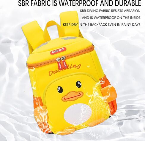 حقيبة ظهر للأطفال الصغار من EANLOLY، حقيبة ظهر ثلاثية الأبعاد لطيفة على شكل حيوانات كرتونية للأطفال في مرحلة ما قبل المدرسة، مع حزام صدر وحامل زجاجة، حقيبة كتب مقاومة للماء من النيوبرين، حقيبة ظهر مدرسية للأولاد والبنات، بطة صفراء in Kuwait