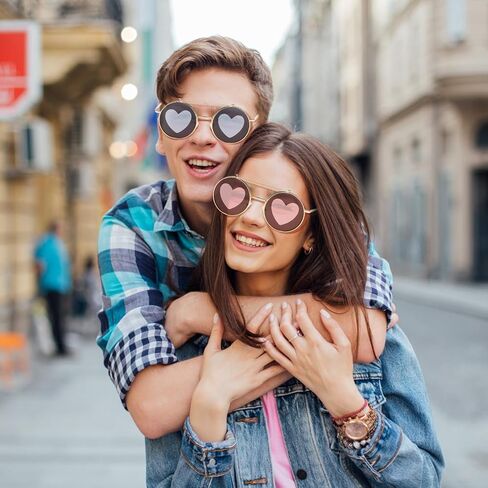 ARTUFABU Fun Party Sunglasses - Retro Flip-Up Round Sunglasses Hippie Accessories Shape Sunglasses for Adults Novelty Heart Shape Glasses Funny Photo Booth Props Circle Sun Glasses for Party Favors in Saudi Arabia
