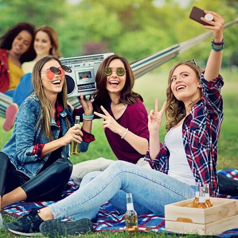 ARTUFABU Fun Party Sunglasses - Retro Flip-Up Round Sunglasses Hippie Accessories Shape Sunglasses for Adults Novelty Heart Shape Glasses Funny Photo Booth Props Circle Sun Glasses for Party Favors in Saudi Arabia