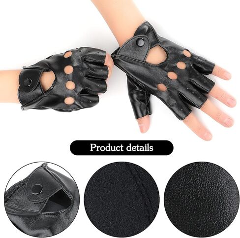 قفازات Yolev الجلدية السوداء نصف اصبع من البولي يوريثان، قفازات راكبي الدراجات النارية، قفازات الأداء، قفازات الرقص للنساء والفتيات لقيادة الدراجات الهوائية، إكسسوارات أزياء الهالوين in Kuwait
