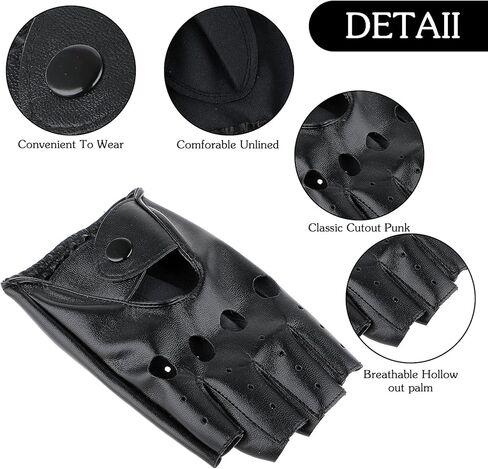 قفازات Yolev الجلدية السوداء نصف اصبع من البولي يوريثان، قفازات راكبي الدراجات النارية، قفازات الأداء، قفازات الرقص للنساء والفتيات لقيادة الدراجات الهوائية، إكسسوارات أزياء الهالوين in Kuwait