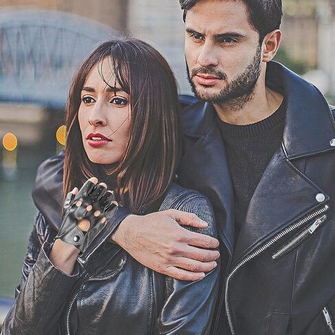 قفازات Yolev الجلدية السوداء نصف اصبع من البولي يوريثان، قفازات راكبي الدراجات النارية، قفازات الأداء، قفازات الرقص للنساء والفتيات لقيادة الدراجات الهوائية، إكسسوارات أزياء الهالوين in Kuwait