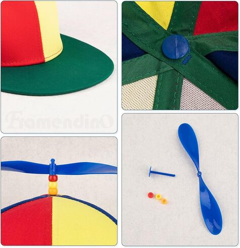 Framendino, Flat Brim Adult Rainbow Propeller Hat Helicopter Top Hats Detachable Baseball Cap in Saudi Arabia