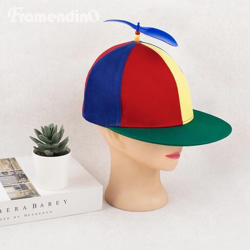 Framendino, Flat Brim Adult Rainbow Propeller Hat Helicopter Top Hats Detachable Baseball Cap in Saudi Arabia
