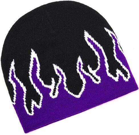 قبعة تزلج بيربل فلايم بيني فاير متماسكة قبعة تزلج فضفاضة روك بانك جمجمة، ارجواني، M-L in Kuwait